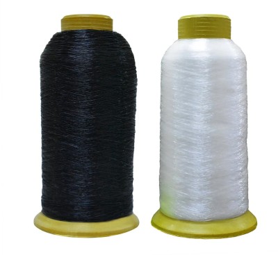 EmbroideryMaterial.com Nylon Thread (Transparent and Black-2 Roll, Size:-0.16MM Thread(10000 m Pack of2)