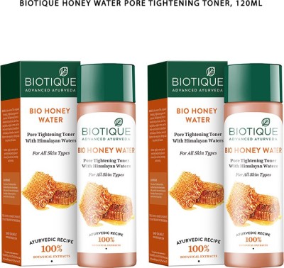 BIOTIQUE Bio Honey Water Pore Tightening Toner, 120ml (Pack Of 2) Men & Women  (240 ml)