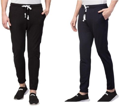 AMFABRICS Solid Men Black, Blue Track Pants