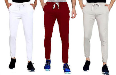 AMFABRICS Solid Men White, Maroon, Grey Track Pants
