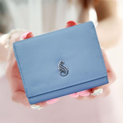 ABYS Women Trendy Blue Genuine Leather Wallet(9 Card Slots)