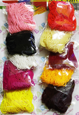 Dhinchak 10 Small Packets of Different Coloured Natural Wool for Art and Craft Knitting