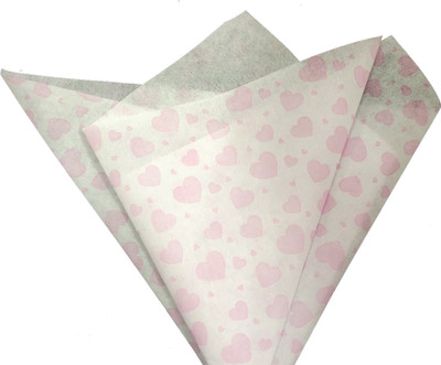 3A Featuretail 15pc Pink Heart Printed Non Woven for Gift/Flowers Making & Bouquet Wrapping