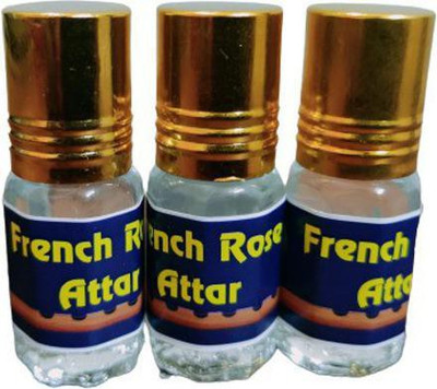 kah attar FRENCH ROSE ATTAR (A PACK OF 3 BOTTLES @ 3ML EACH) Floral Attar(Rose)