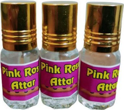 Gladify PINK ROSE ATTAR (A PACK OF 3 BOTTLES @ 3ML EACH) Floral Attar(Rose)