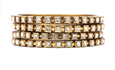 Shivarth Metal Zircon Gold-plated Kada(Pack of 4)
