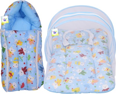 Toddylon Cotton Baby Bed Sized Bedding Set(Blue)