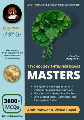 Masters in Psychology Entrance Exam Preparation Book  - MA Psychology Preparation Book - New & Updated Edition 2, 2022 (with MCQs Questions Bank included)