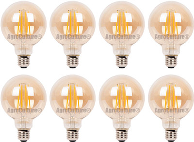 AgroCulture 4 W Basic Round E26 LED Bulb(Yellow, Pack of 8)