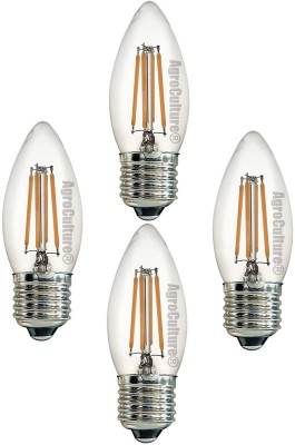 AgroCulture 4 W Candle E26 LED Bulb(Yellow, Pack of 4)