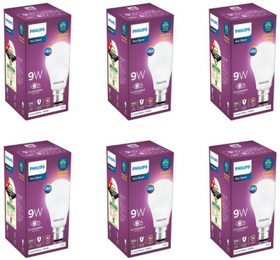 PHILIPS 9 W Basic Round B22 LED Bulb(White, Pack of 6)