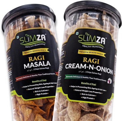 Slimza Healthy Premium Quality Chips | Combo of 2 | Ragi Masala & Cream N Onion Chips(2 x 150 g)