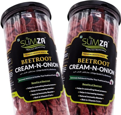 Slimza Healthy Premium Quality Beetroot Cream N Onion Combo|No Preservative|GlutenFree Chips(2 x 150 g)