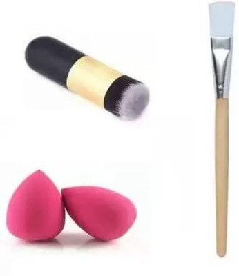 Lusty soul COMBO BLACK FOUNDATIN, FACE PACK BRUSH & 2 BELENDER PUFF (Pack of 4)(3 Items in the set)