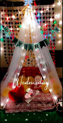 SOHAM SHREE White Decorative Tent NET + LIGHT + BANNER + BALLONs