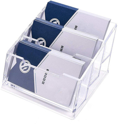 BRIZEM 3 Compartments acrylic 3 tier card holder(transparent)