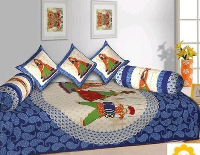 satalhome Cotton Abstract Diwan Set(Multicolor)
