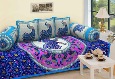 satalhome Cotton Abstract Diwan Set(Multicolor)