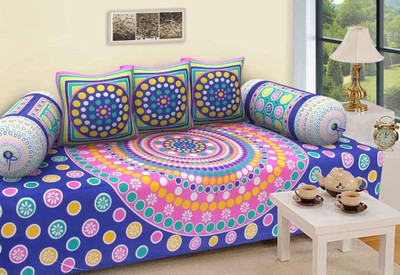 satalhome Cotton Abstract Diwan Set(Multicolor)