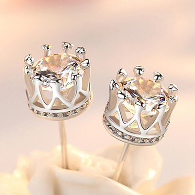MYKI Princess Crown High Quality CZ Stud Earrings For Women & Girls Swarovski Zirconia Sterling Silver Stud Earring