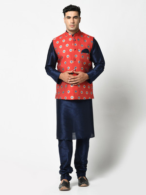 DEYANN Men Kurta Churidar Ethnic Jacket Set
