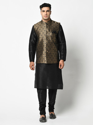 DEYANN Men Kurta Churidar Ethnic Jacket Set