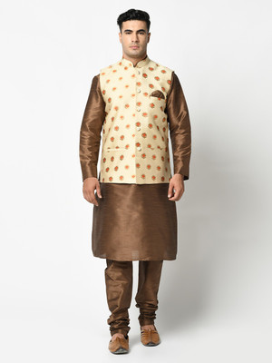 DEYANN Men Kurta Churidar Ethnic Jacket Set