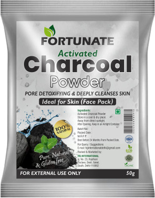FORTUNATE Natural Activated Charcoal Powder For Removes Dead Skin & Impurities Face Pack(50 g)