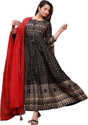 fashion mirror Anarkali Gown(Black)