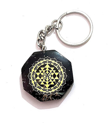 AIR9999 Shri Yantra Laxmi Yantra Black Tourmaline Chips Orgone Key Chain Key Chain