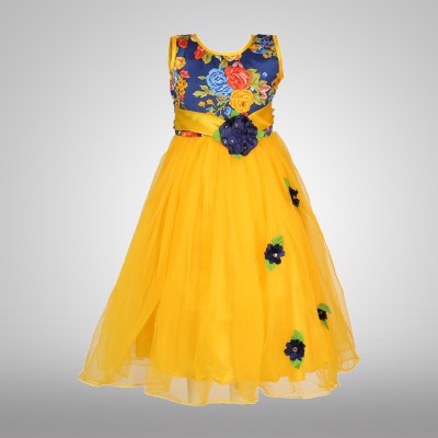 Billion Girls Maxi/Full Length Party Dress(Yellow, Sleeveless)