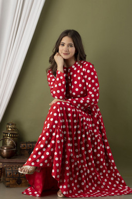 JYOTISHA Women Ethnic Dress Red Maxi/Full Length Dress