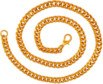 M Men Style Trendy and fancy Elegant Design Cuban Gold Color Flat Link Chain Gold-plated Plated Brass Chain