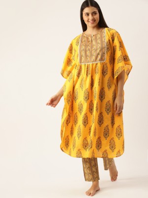 Sanskrutihomes Women Printed Yellow Night Suit Set