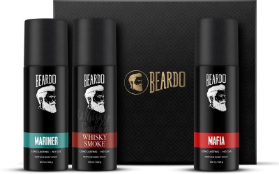 BEARDO Perfume Body Spray Trio (Mariner + Mafia + Whisky Smoke) No Gas Long Lasting Perfume Body Spray – For Men & Women  (360 ml, Pack of 3)