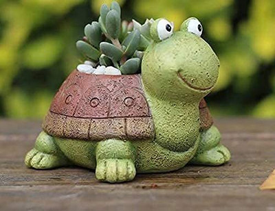 The Craft Store Cute Tortoise Flower Pot Succulent Cactus Garden pots Plant Container Set(Poly-Resin)