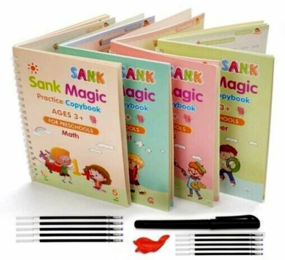 New Magic Practice Book For Kids, Numbers, Drawing, Math, Alphabet, Math For Preschoolers With Pen (4 Books + 10 Refills)(Hardcover : Spiral, ourprice)