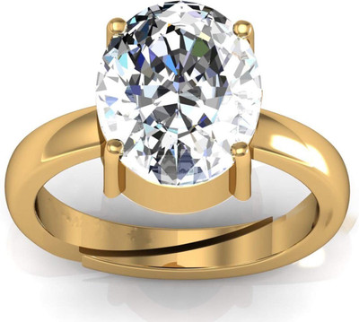 RATAN BAZAAR Most Demanded White Zircon Gemstone Ring Copper Zircon Gold Plated Ring
