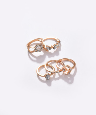 SOHI Alloy Gold Plated Ring Set