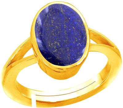 EVERYTHING GEMS 9.25 Ratti / 8.45 Carat Blue Lajward Stone Panchdhatu Adjustable Ring Brass Lapis Lazuli Gold Plated Ring