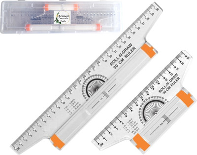 Artonezt Khyati Roll N Draw Ruler (16 cm and 30 cm) Drafting Scale Ruler + Plastic Box Ruler(Set of 2, White)