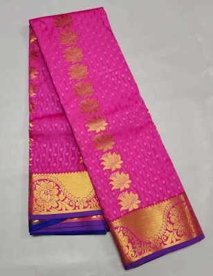 RIYASRI SILKS Woven Kanjivaram Silk Blend Saree(Magenta)