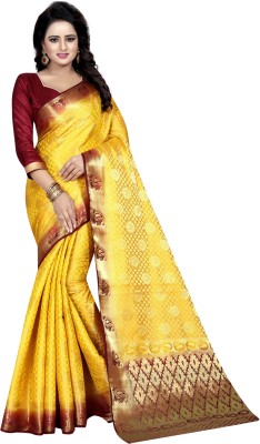 Saarah Woven Kanjivaram Art Silk Saree(Yellow)