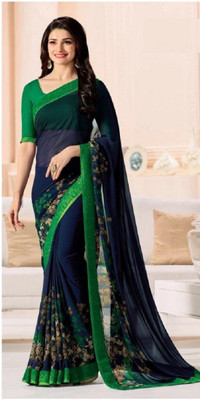 VIRHAN Self Design Daily Wear Georgette Saree(Green)