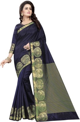 Saarah Self Design Kanjivaram Art Silk Saree(Dark Blue)