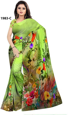 p d silk mills Floral Print Bollywood Georgette Saree(Multicolor)