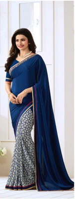 VIRHAN Self Design Daily Wear Georgette Saree(Blue)