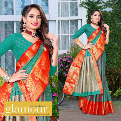 jayant creation Embellished Banarasi Art Silk Saree(Green)
