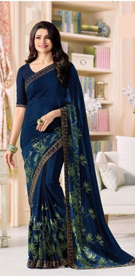 VIRHAN Self Design Daily Wear Georgette Saree(Blue)