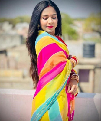 shree vallabh enterprise Self Design Bandhani Georgette Saree(Multicolor)